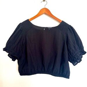 Torrid Black Cropped Top Elastic Bottom Size 1 or 14/16